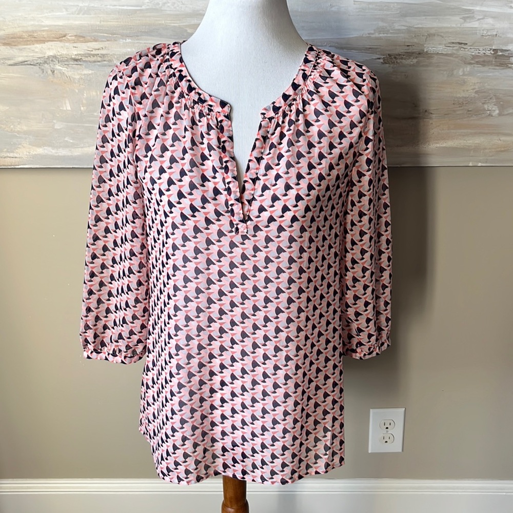 Caslon Sheer Pink Patterned Blouse - image 1